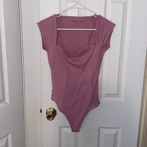 Pink Sweetheart Neckline Bodysuit